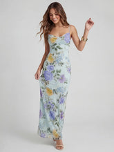 Romantic Cowl Neck Floral Chiffon Maxi Dress