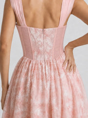 Lace-Up Corset A-Line Midi Dress