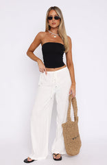 Burning Love Linen Wide Leg Pants White