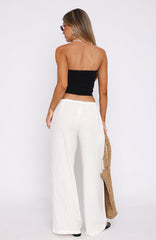 Burning Love Linen Wide Leg Pants White
