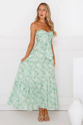 Meadow Whispers Strapless Maxi Dress Green