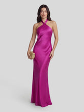 Low Cross Back Halter Maxi Dress