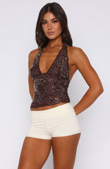 You Can Be Mine Beaded Top Chocolate