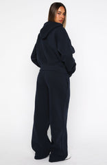 Daydreamers Madeline Wide Leg Sweatpants Navy