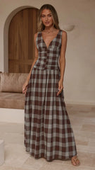 Sanya Maxi Dress - Chocolate Check