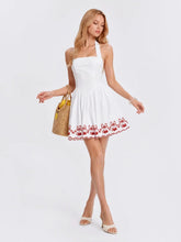 Cherry Embroidered Halter Mini Dress