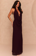 Oh Please Halter Maxi Dress Plum