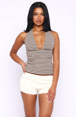 Next Vacation Halter Top Chocolate/Cream Stripe