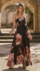 Carson Maxi Dress - Black/Wine Floral