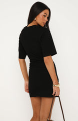 Vibing With You Short Sleeve Mini Dress Black