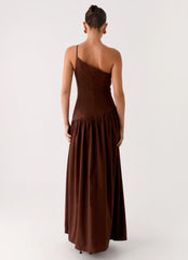 Thinking About You Linen Maxi Dress - Brown