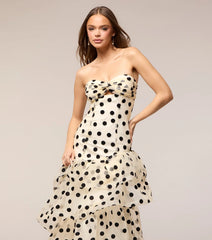 Valerie Polka Dot Ruffle Formal Dress