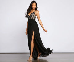 Sapphire Formal Scalloped Lace Dress