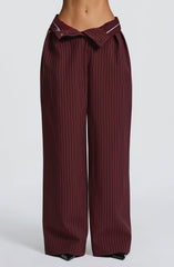 Kirsty Pants - Burgundy Pinstripe