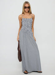 Kosie Shirred Maxi Dress Blue Stripe