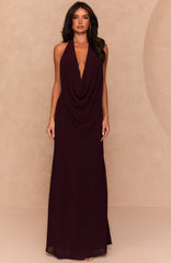 Oh Please Halter Maxi Dress Plum