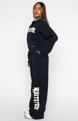 Daydreamers Madeline Wide Leg Sweatpants Navy