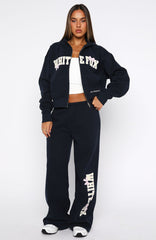 Daydreamers Madeline Wide Leg Sweatpants Navy